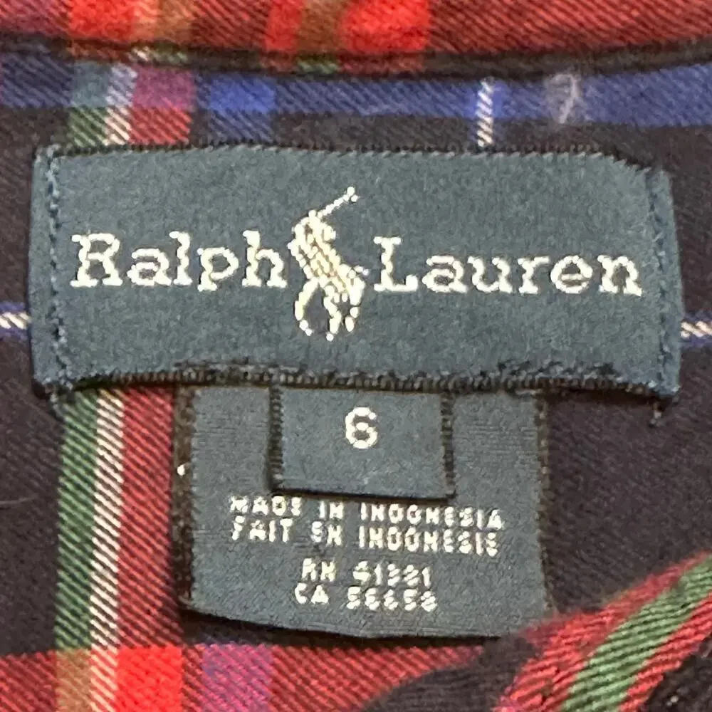 Ralph Lauren Blue Plaid Oxford Shirt sz 6 Button Down Shirt navy tartan plaid